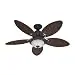 Hunter Fan Company 54095 Caribbean Breeze 54-Inch Ceiling Fan with Five Antique Dark Wicker Blades and Light Kit, Weathered Bronze