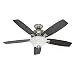 Hunter Fan Company 53175 Banyan 52-Inch Brushed Nickel Ceiling Fan with Five Dark Walnut/Medium Walnut Blades and a Light Kit