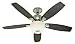 Hunter 28704 Skyline 52-Inch 5-Blade Single Light Ceiling Fan, Brushed Nickel with Eurasian Wood/Maple Blades and Frosted Glass Bowl