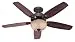 Hunter 53091 Builder Deluxe 5-Blade Single Light Ceiling Fan with Brazilian Cherry/Stained Oak Blades and Piped Toffee Glass Light Bowl, 52-Inch, New Bronze