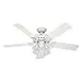 Hunter Fan Company 53062 Studio Series 52-Inch Ceiling Fan with Five White/Bleached Oak Blades and Light Kit, White