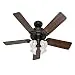 Hunter 53067 Studio Series 52-inch New Bronze Ceiling Fan with Five Walnut/Cherry Blades and Light Kit