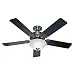 Hunter 53171 The Sonora 52-inch Antique Pewter Ceiling Fan with Five Black/Cherry Blades and Bowl Light Kit