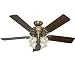 Hunter 53063 Studio Series 52-inch Antique Brass Ceiling Fan with Five Walnut/Medium Oak Blades and Light Kit