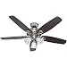 Hunter 53237 Builder Plus 52-Inch Ceiling Fan with Five Brazilian Cherry/Harvest Mahogany Blades and Swirled Marble Glass Light Kit, Brushed Nickel