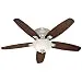 Hunter 28701 Fremont 52-Inch 5-Blade Single Light Ceiling Fan, Brushed Nickel with Roasted Walnut/Stained Oak Blades and Frosted Glass Bowl