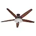 Hunter Fan Company 55042 Stockbridge 70-Inch Ceiling Fan with Five Walnut/Medium Oak Blades and Light Kit, New Bronze
