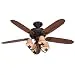 Hunter 22710 Cortland 54-Inch Ceiling Fan with Optional Light and 5 Dark-Cherry/Walnut-Oak Blades, New Bronze