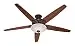 Hunter 23963 Stockbridge 70-Inch 3-Speed Indoor Ceiling Fan with 5 Walnut/Medium-Oak Blades and Light Fixture, New Bronze