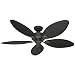 Hunter 54098 Bayview 54-inch ETL Damp Listed, Provencal Gold Ceiling Fan with Five Antique Dark Wicker/Antique Dark Palm Leaf Plastic Blades