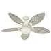 Hunter 21648 Caribbean Breeze 54-Inch Ceiling Fan with Optional Light and 5 Wicker Blades, Textured White